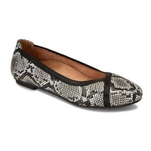 Vionic Flats Womens 10 Wide Black Gray Carroll Snake Print Ballet Comfort Preppy